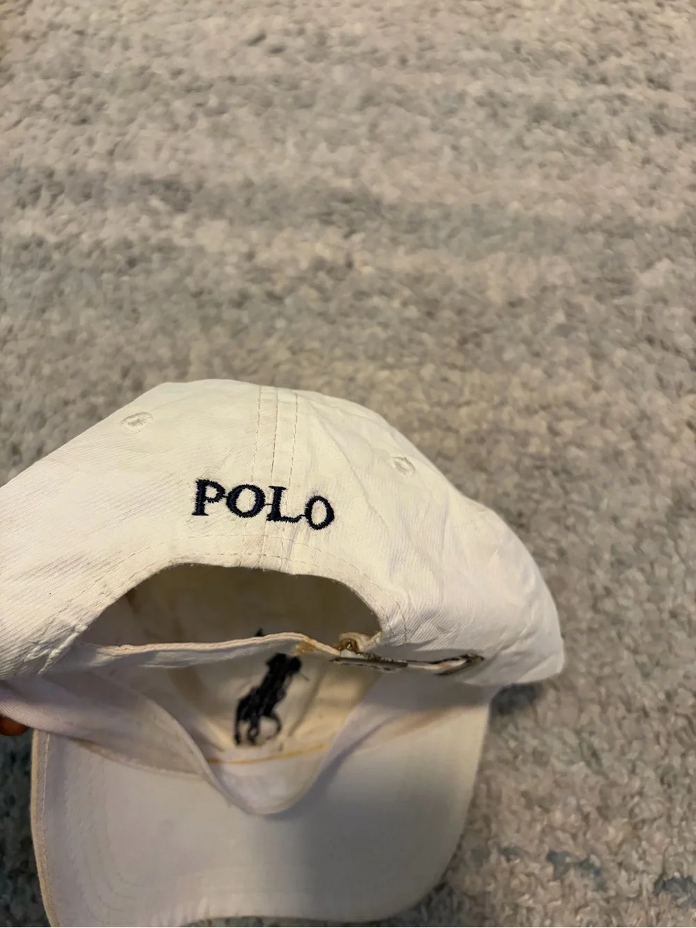 Polo Ralph Lauren Big Pony #3 Baseball Cap White Navy Blue Strapback Dad Hat